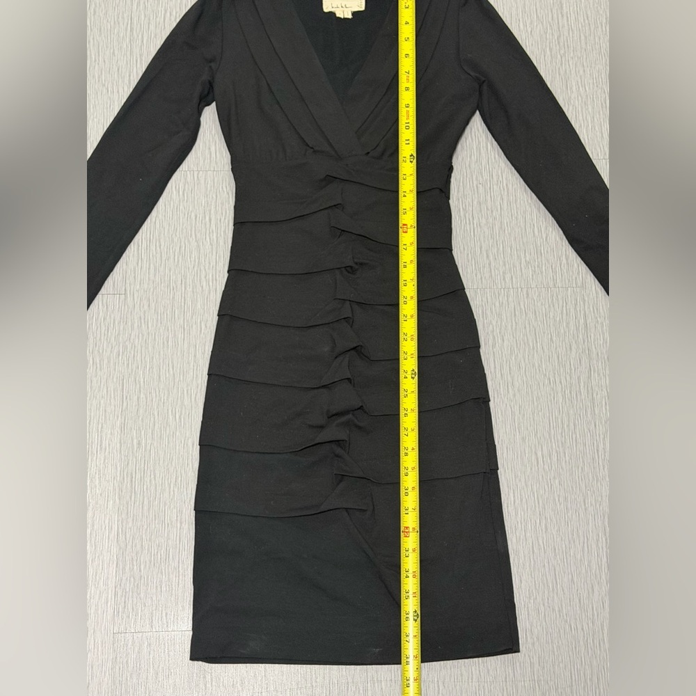 Nicole Miller Atelier Little Black Bandage Dress Long Sleeve V-Neck Bodycon XS - Picture 5 of 11